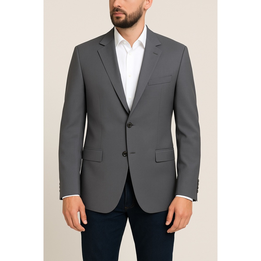 Hugo Boss Einstein Sigma US Gray 100% Virgin Wool Suit Jacket 42R Made in USA 2